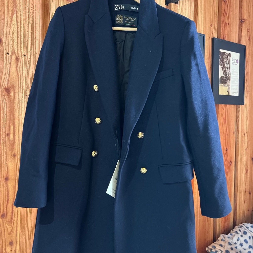 Double Breasted Zara Manteco Wool Blend Trench Coat